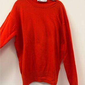 Zara Vibrant Red Crew Neck Sweater